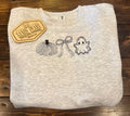Halloween Line Art Embroidered Crewneck - Ash - Independent Trading Co.