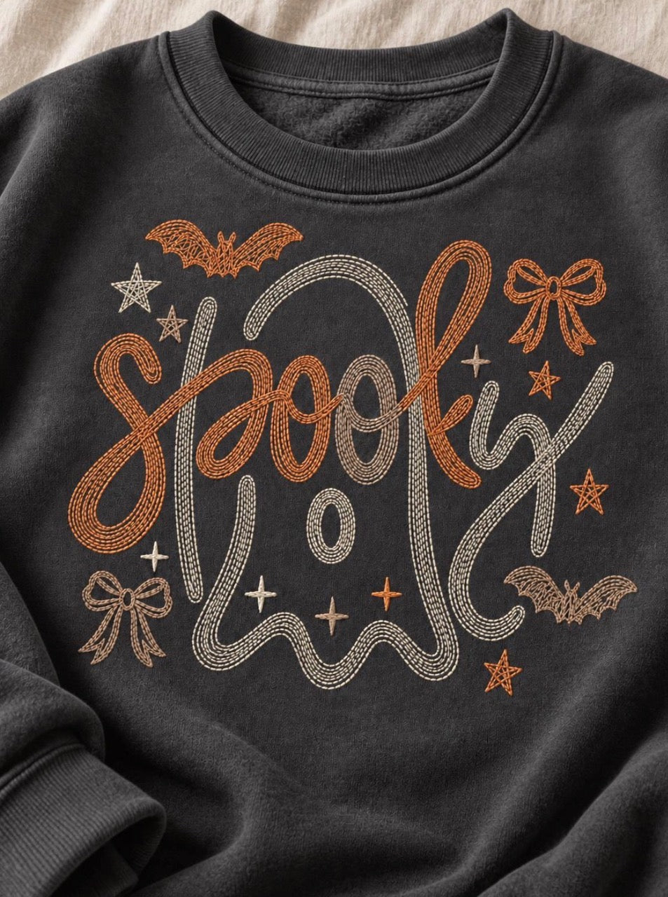 Spooky Embroidered Crewneck - Black - Independent Trading Co.